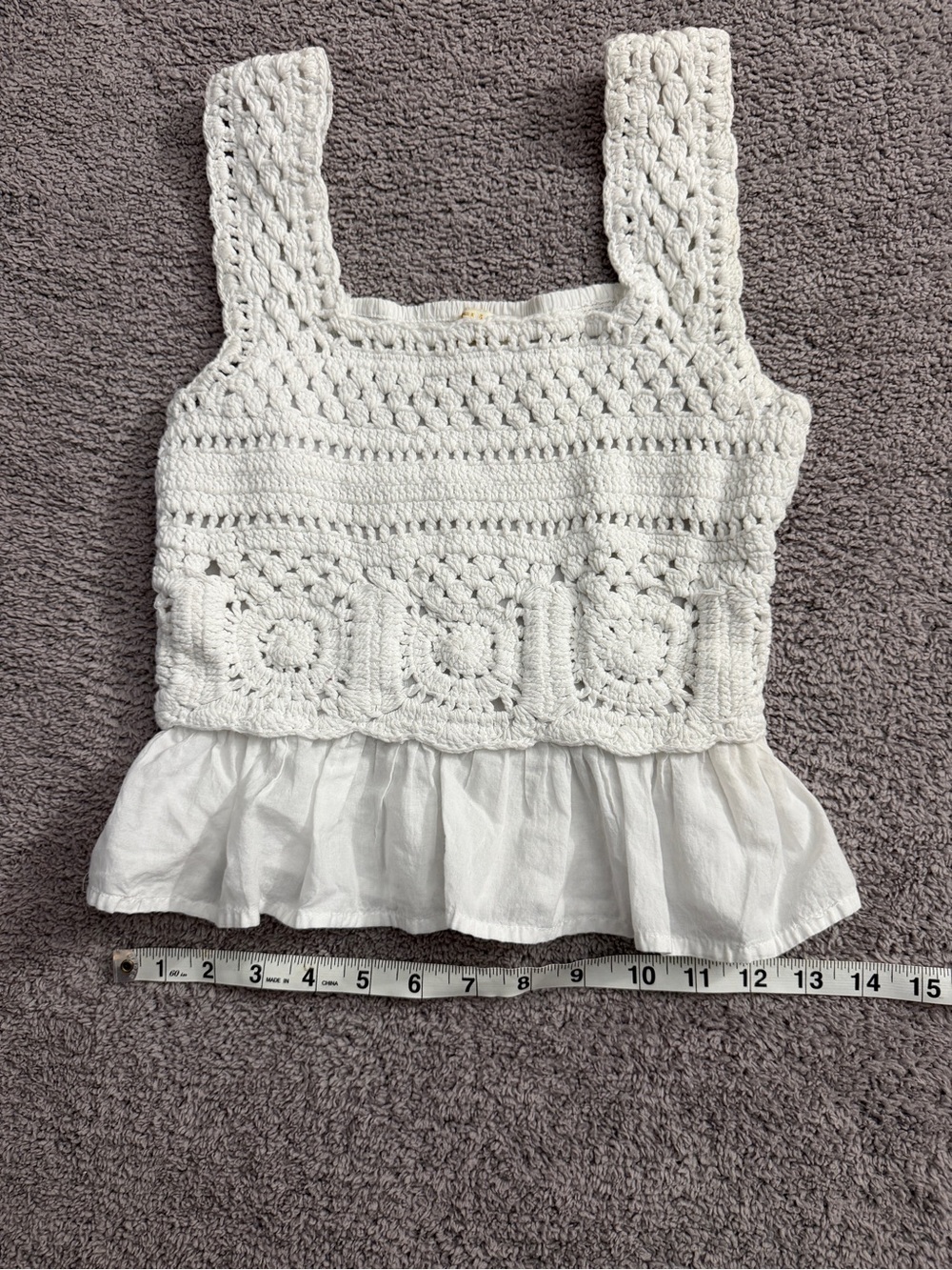 Rebellion White Crochet Peplum Tank Top - Picture 3 of 6